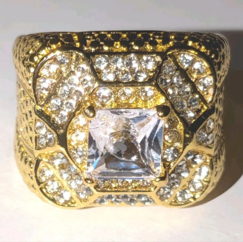 Simulated Diamond Mens Engagement Wedding Band Ring 3Ct 14k Yellow Gold Plated